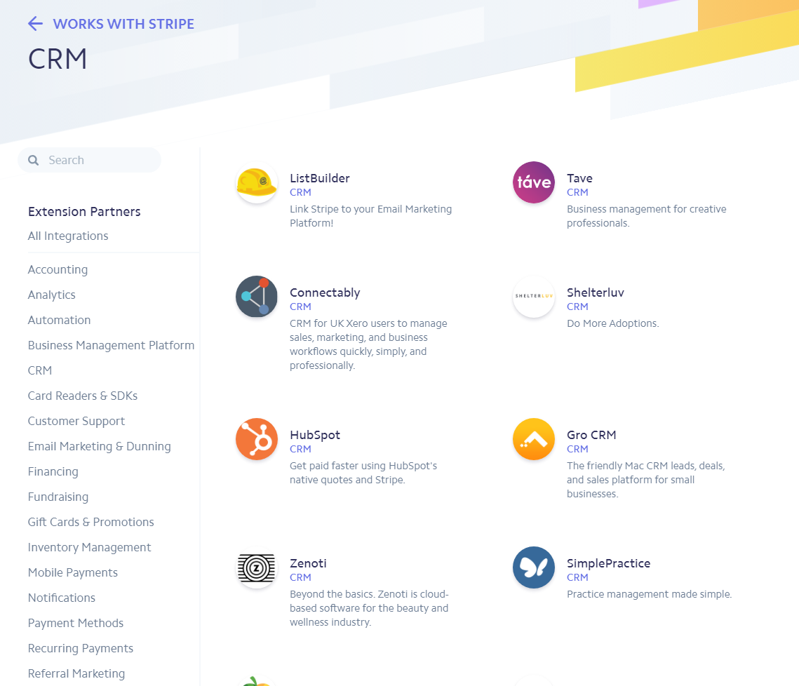 پشتیبانی از CRM استرایپ